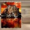 Sunset Of Tigers And Leopards Animals Shower Curtain Washable Dirt-Resistant Shower Head Waterproof Polyester Bath Curtain