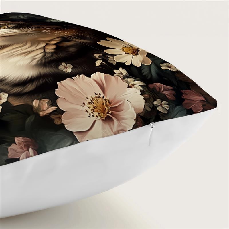 1 Pc Retro Cat Flowers Pillow Cover For Home Living Room Bedroom Sofa Office Decorative Pillowcase Soft Throw Pillows 45*45 Cm