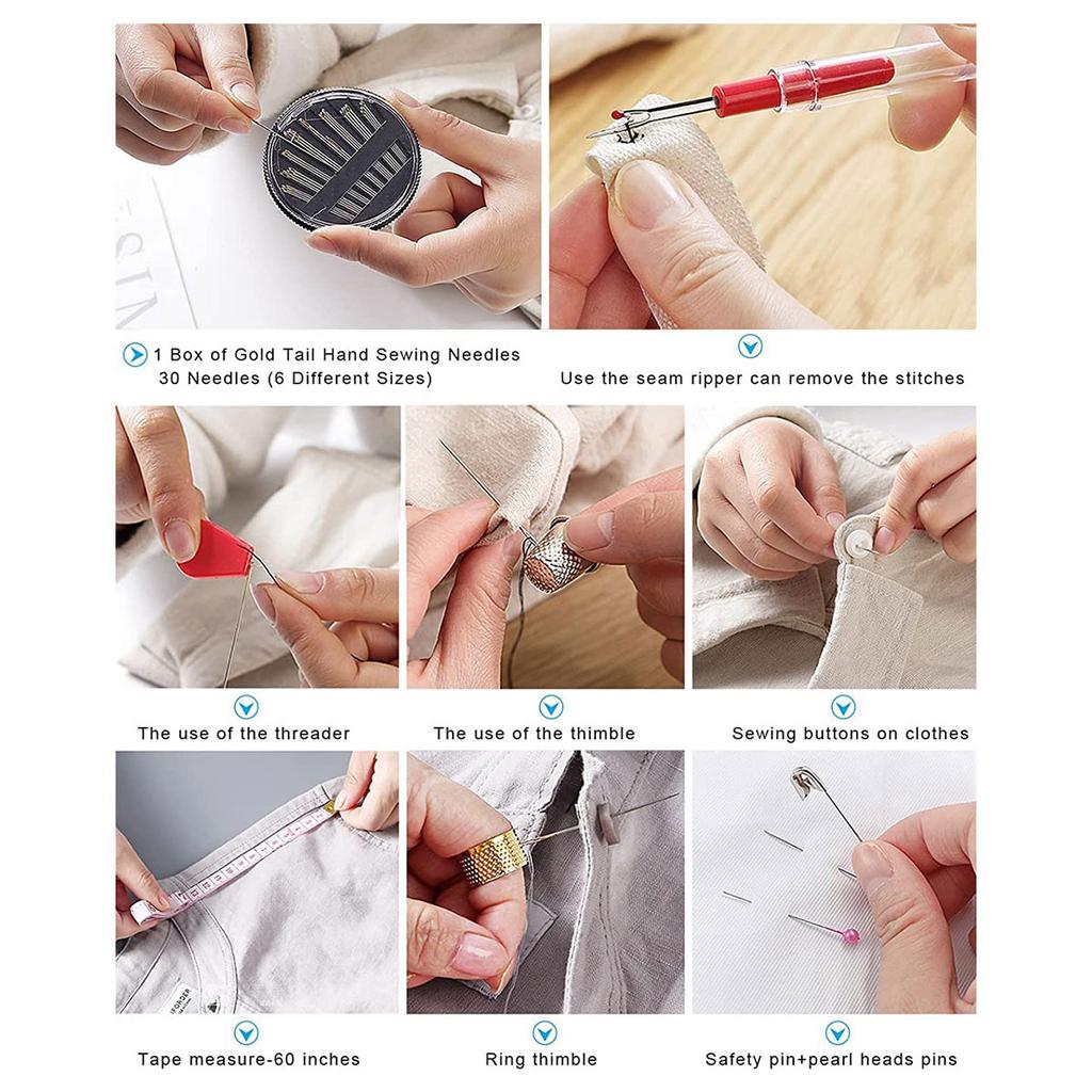 226Pcs Sewing Needle Thread Kit Portable Beginners Hand Sewing Supplies with 43 XL Spools Needles Scissors Sewing Accessories