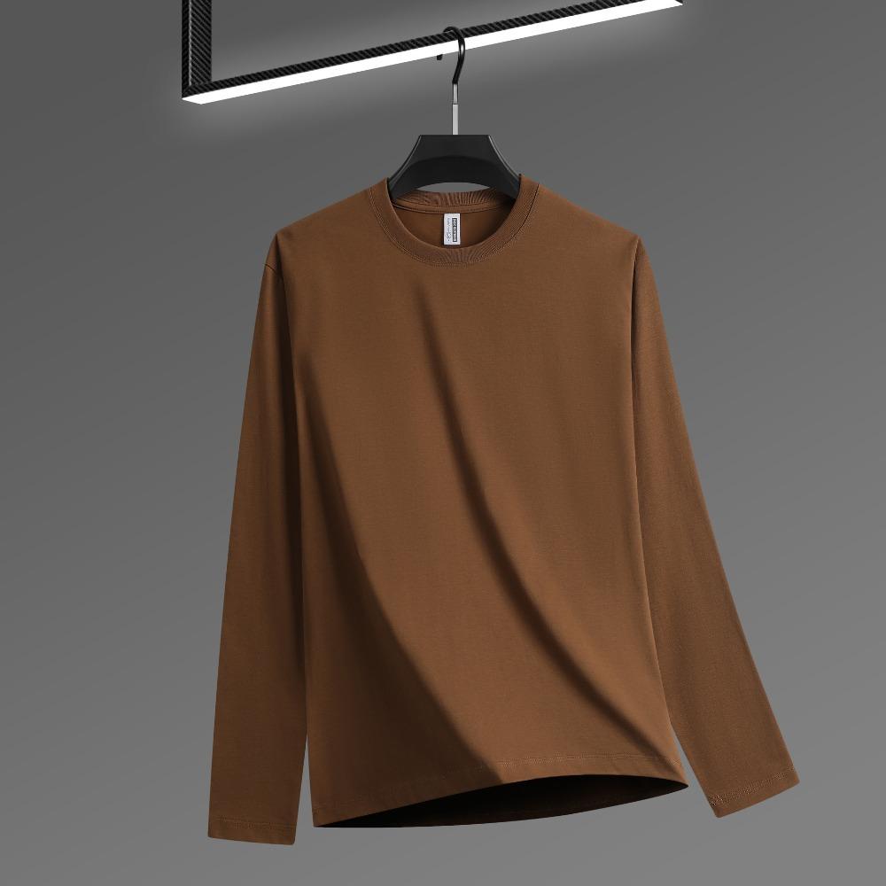 New Simple Basic Versatile Long-sleeved Men's Spring and Autumn High-quality Round Neck Inner Loose Bottoming Shirt Top