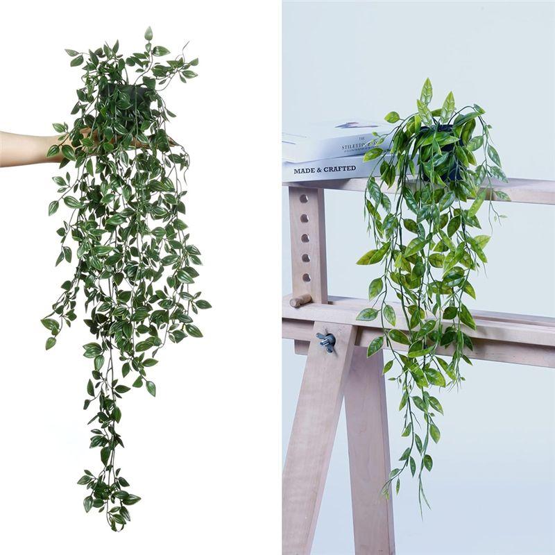 A84E-Artificial Hanging Plants Artificial Mandala 3 Pack Artificial Eucalyptus Potted Greenery Faux Eucalyptus Mandala Vine