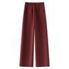 Ankola Red Tencel Wool Women's High Waist Casual Wide-Leg Pants - Autumn/Winter 2024 Collection