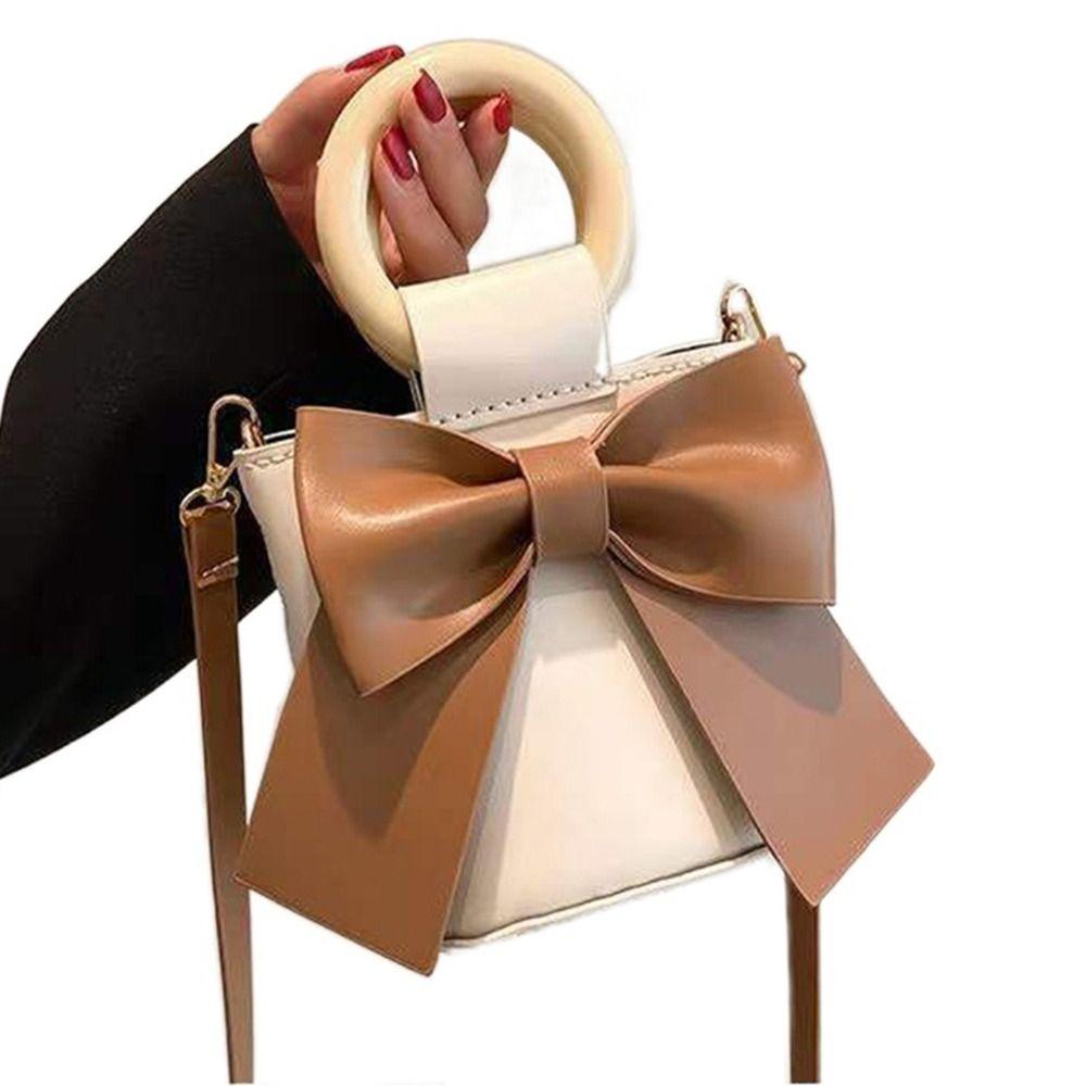 

PU Leather Crossbody Bucket Bag Making Materials Handmade Knitting Crochet Purse Woven Set Women коричневый/белый