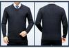 Men's V-Neck Argyle Cashmere Sweater - Thick, Warm Wool for Business or Casual Wear