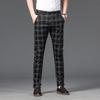 Pantaloni da uomo a quadri slim fit elasticizzati - Pantaloni dritti casual alla moda per l'autunno