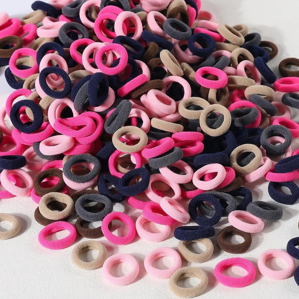 100PCS New Basic Nylon Ealstic Hair Ties for Girls Colorful Hair Band Ponytail Holder Scrunchie Rubber Band Kid Hair Accessories