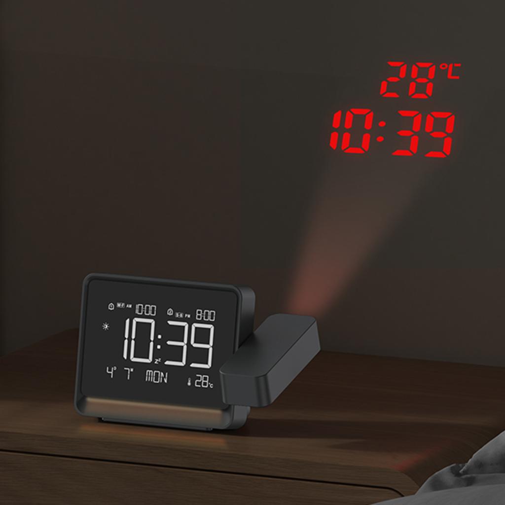 Projection Alarm Clock for Ceiling, Bluetooth Auto-Sync Time & Temp, Adjustable Focus Bedside Clock, Great for Kids Adults