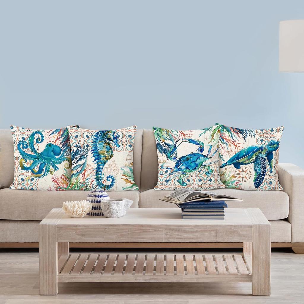 4 st linne-kuddöverdrag 45x45 cm Dekorativa kuddöverdrag för soffa, sovrum, vardagsrum Heminredning Kuddöverdrag med dragkedja