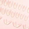 Pink and White Sky Milk Mid-Length Cute Simple European American Style False Nails