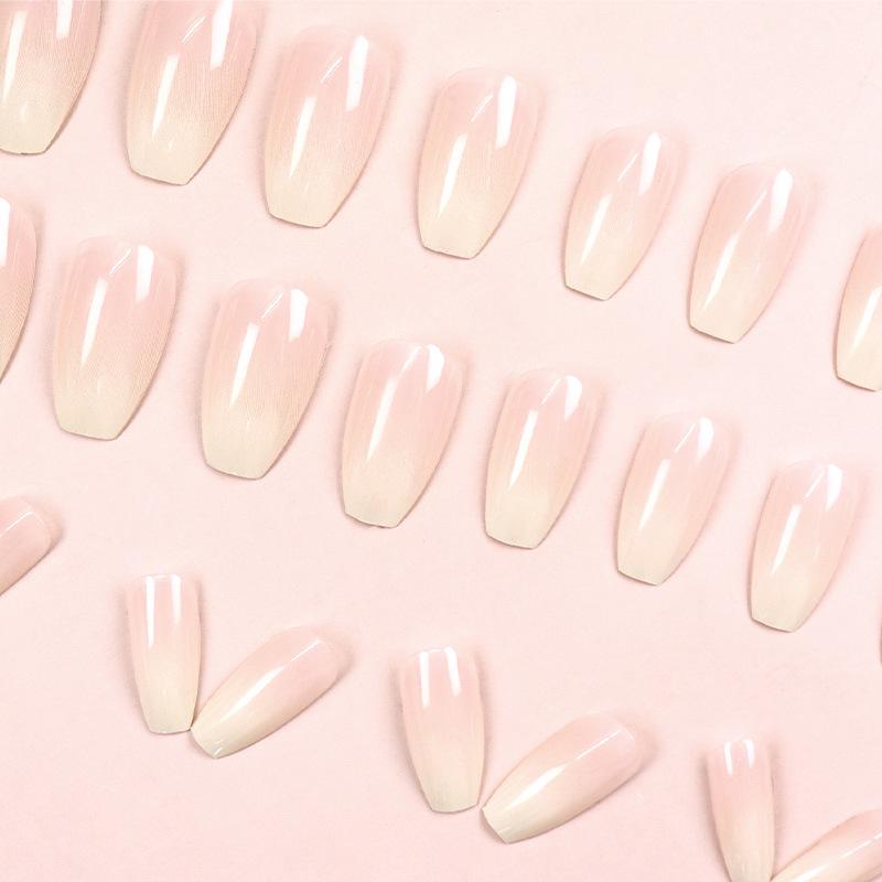 Pink and White Sky Milk Mid-Length Cute Simple European American Style False Nails