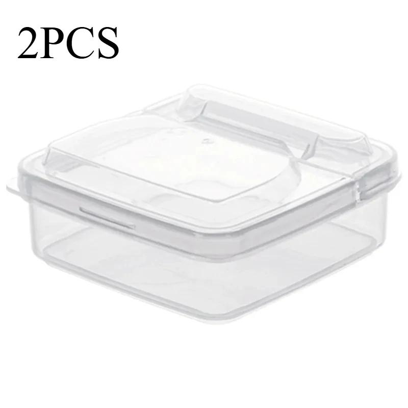 

2pcs Convenient Serving Tray for Butter and Cheese, Transparent Lid Food Container with Egg Yolk Dessert Packaging Box чистий