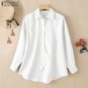 ZANZEA Women Turn Down Collar Loose Long Sleeve Clasic Blouse