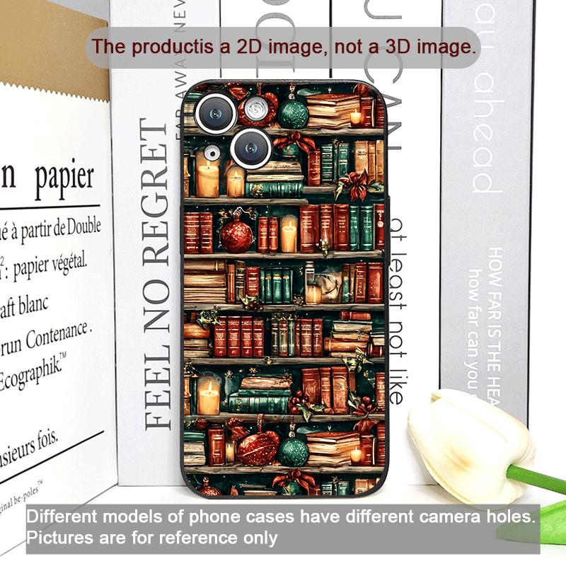 Christmas Decorations Bookshelf Book Print Phone Case for IPhone 16 12 11 14 13 15 Pro Max Mini X XS XR SE2 7 8 Plus Soft Cover
