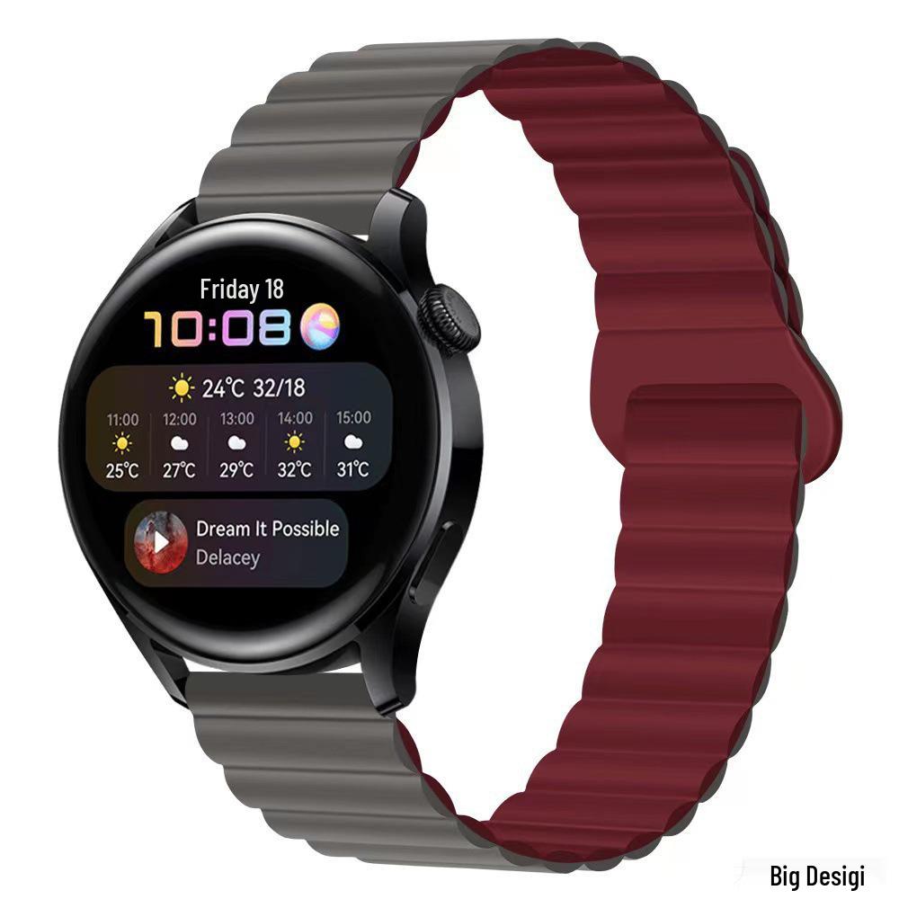 Two-Color Silicone Magnetic Loop 22mm Watch Band for Huawei GT4/GT5 & Samsung Watch4 Pro