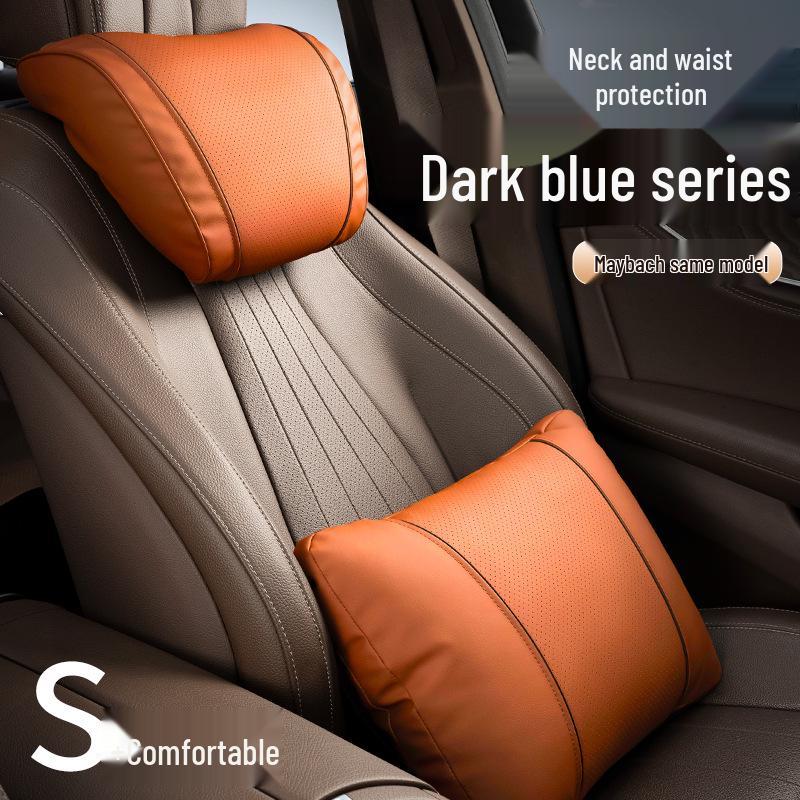 Dark Blue Car Headrest Neck & Lumbar Support Cushion Set S07/S05/SL03/L07/G318/S09