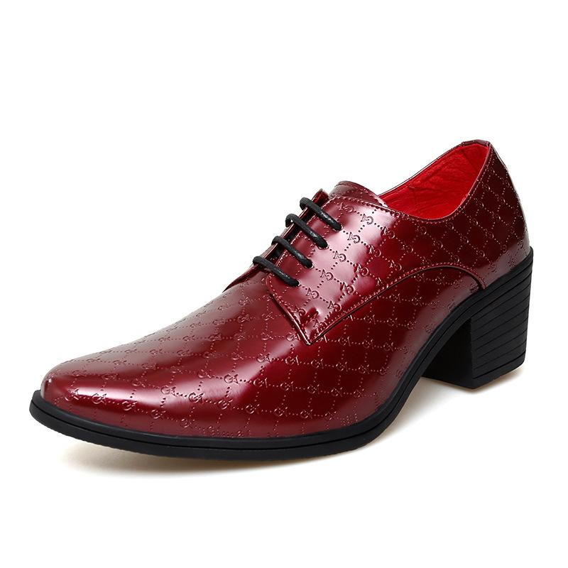 

Large size 38-46 thick heel heightened leather shoes 2025 spring and autumn new business leisure leathershoes 46 червоний