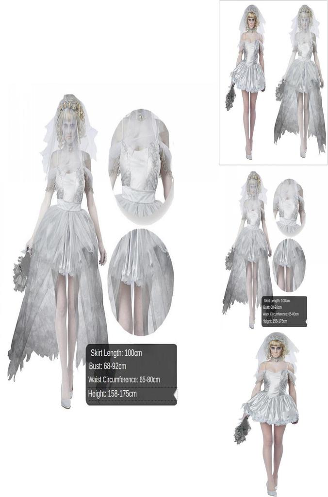 Halloween Ghost Bride Dress Costume For Women Role Play Party Cosplay