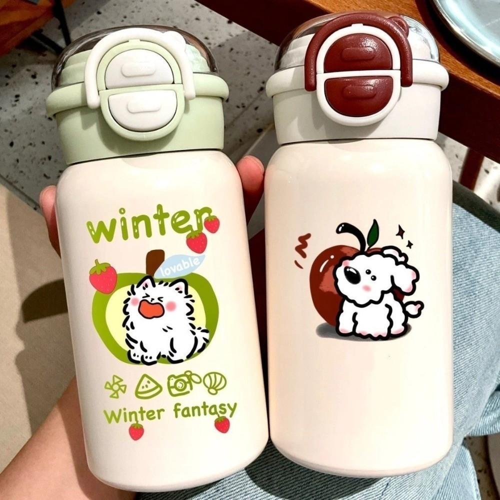 Leak Proof Double Drinking Water Cup 500ml Iced Coffee Cup Cute Straw Bottle Travel