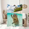 C-Capybara Summer Swimming Blanket Soft Throw Blanket for Home Bedroom Bed Sofa Picnic Travel Office Rest Cover Blanket Gift