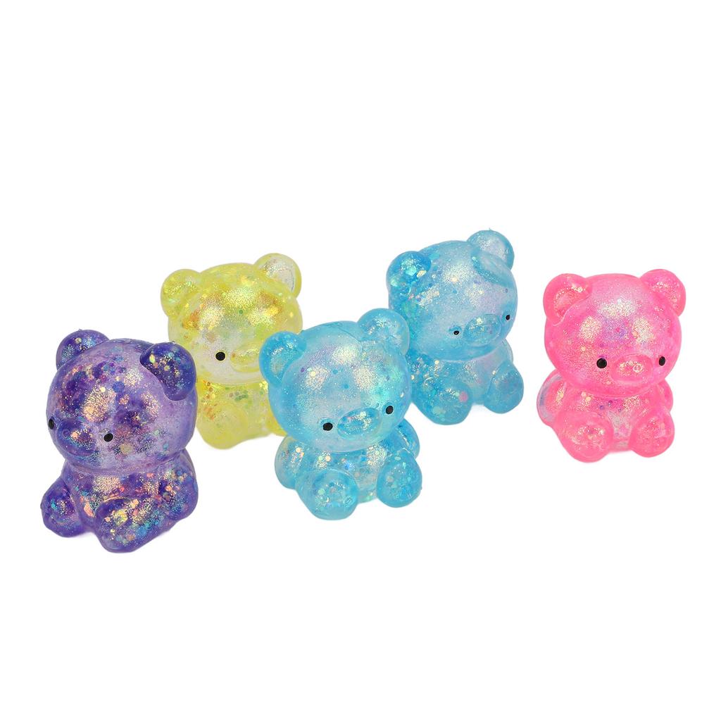 5Pcs Bear Stress Ball Squeeze Ball Mixed Color Soft Flexible TPR Stress Relief Slow Rising Stretchy Dough Balls for