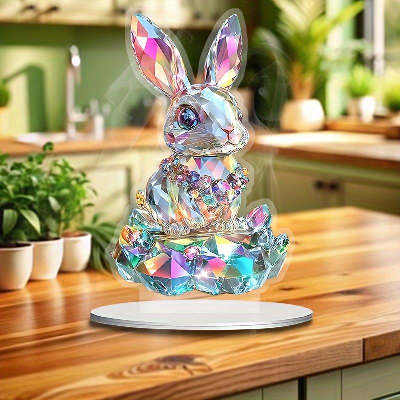 New Easter 2D Visual Rabbit Ornaments Acrylic Holiday Desktop Decoration Cartoon Crafts Ornaments