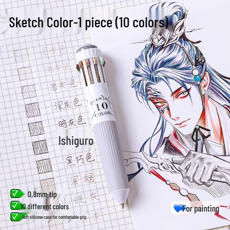 10-Color Stackable Ballpoint Pen Set – Press-Type, Multi-Functional Pens for Drawing & Journaling for Elementary Students
