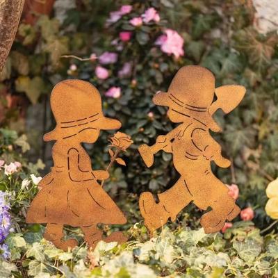 Iron Art Garden Stake Set Pieces Featuring Little Girls and Boys Perfect for Enhancing Your Garden Decor with Playful Style