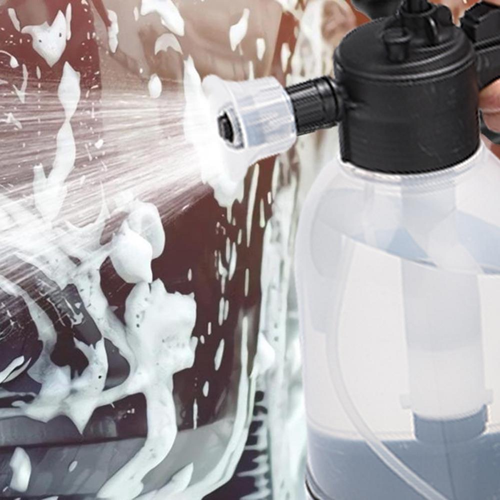 Car Snow Foam Sprayer, Two Nozzles Spraying Can Watering Pot, Hand Pump Pressure Spray Bottle for Cleaning Car Wash 2L
