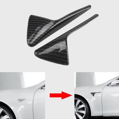 Pour Tesla Model Y 3 2021 Couvercle de protection de caméra latérale style fibre de carbone 2 pièces