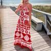 IHUASU Spring Summer Design Sense Print Halter Dress Women