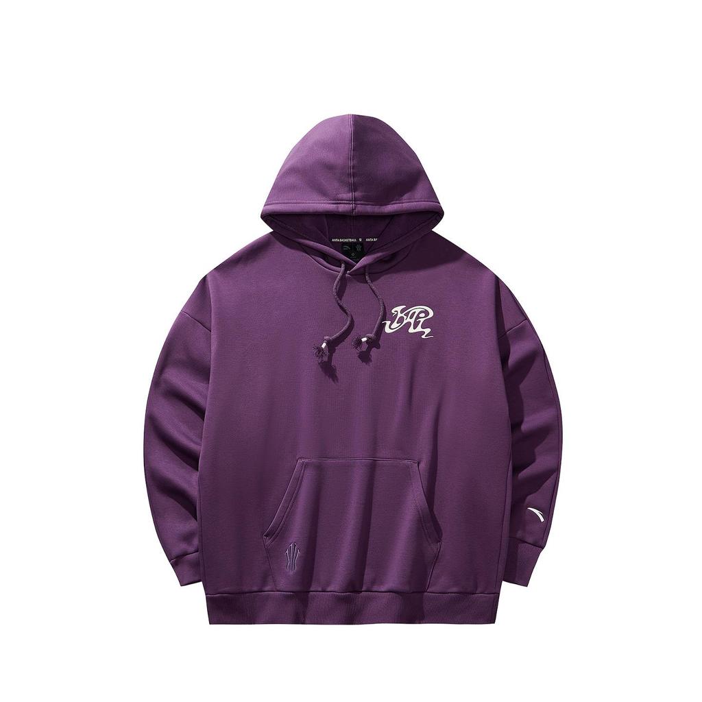 Anta Unisex Trend Embroidered Hooded Knit Sweatshirt Purple 172541703N-4