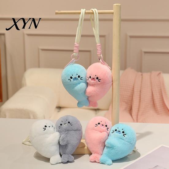 Short Plush Fabric Charm Magnetic Seal Keychain, Cute Stuffed Animal Keyring, Soft Snuggling Stickers Plushie for Bag Purse, Fridge Magnet Gift Girls