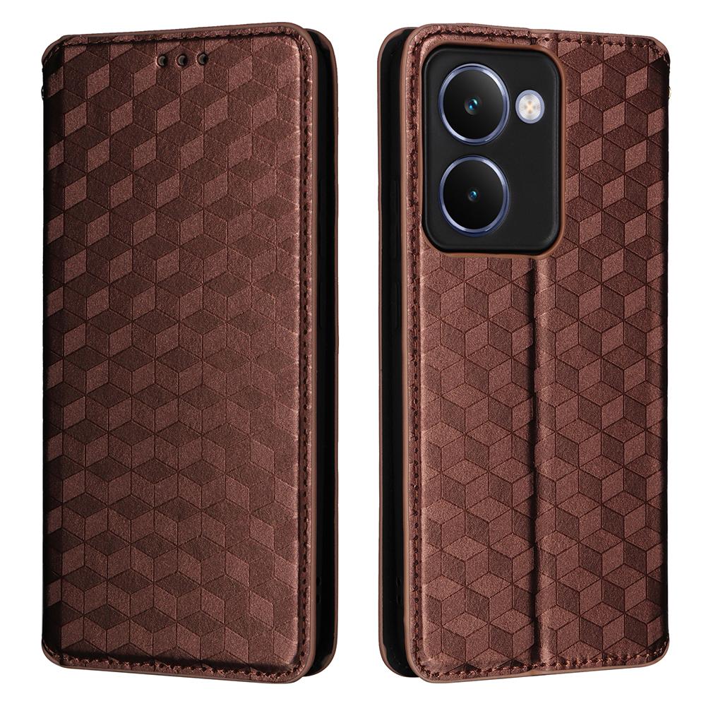 

For Realme P3 Ultra 5G Case Wallet Rhombus Imprinted Leather Phone Cover Brown