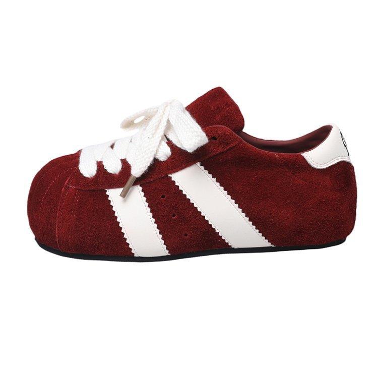 

Европейская матовая кожа большая голова шнуровка обувь для хлеба повседневная обувь для доски тонкие туфли для моральной подготовки обувь на плоской подошве спортивная обувь женская обувь 40 бордовый