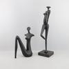 Cast Iron Black Human Sculpture Ornaments, Abstract Art Metal Figure Sculptures, Living Room Decorations, Desktop Figurines