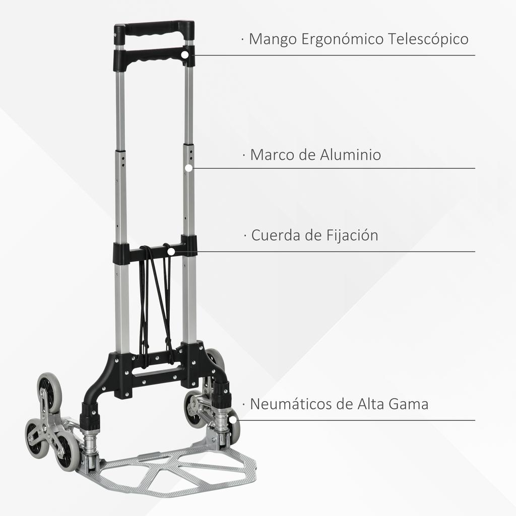 Stair Hand Truck, Portable, Wheels, 70 kg Load Capacity, Folding