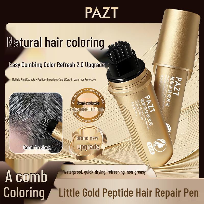 PAZT 8-Core Disposable Hair Coloring Pen 20ml with Comb, Temporary Gray Hair Cover, No Fade
