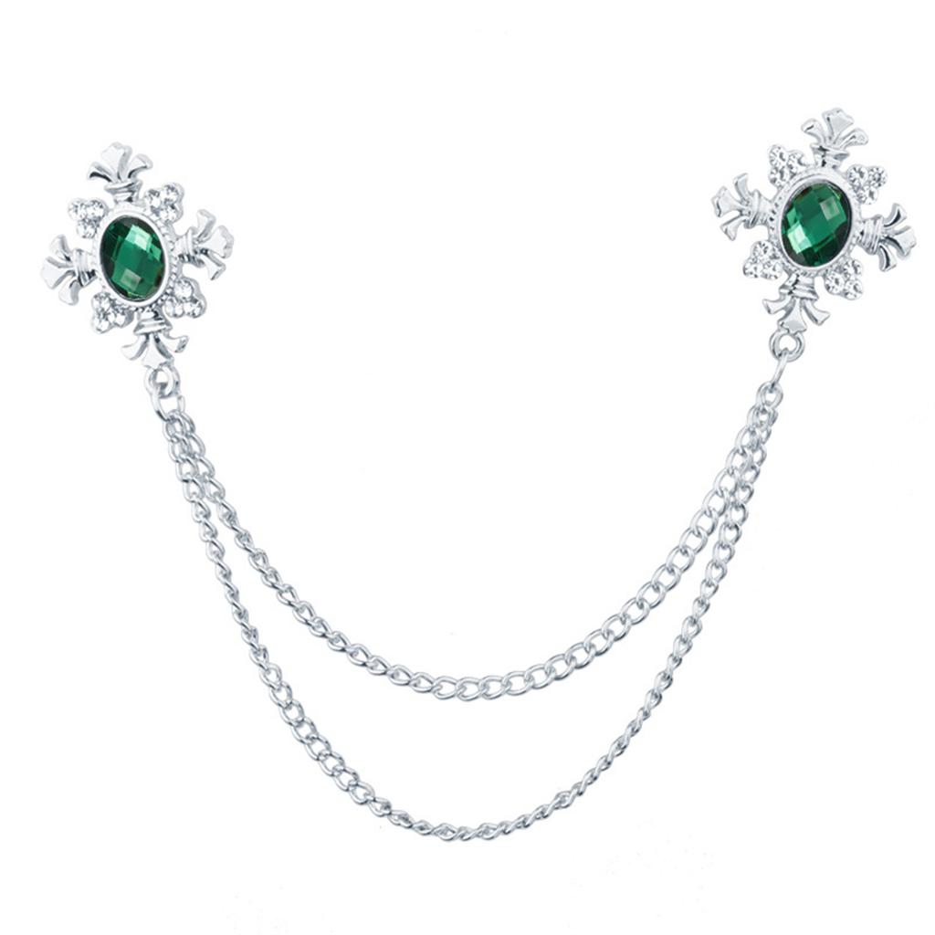Elegant Tassel Rhinestone Cross Collar Pin For Shirts Fashionable Enthusiasts Suit Shirt Collar Brooch Trendy Jewelry