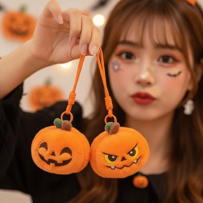 Vibrant Color Pumpkin Plush Key Chain Soft Fabric Funny Expression Toy  Gift Bags