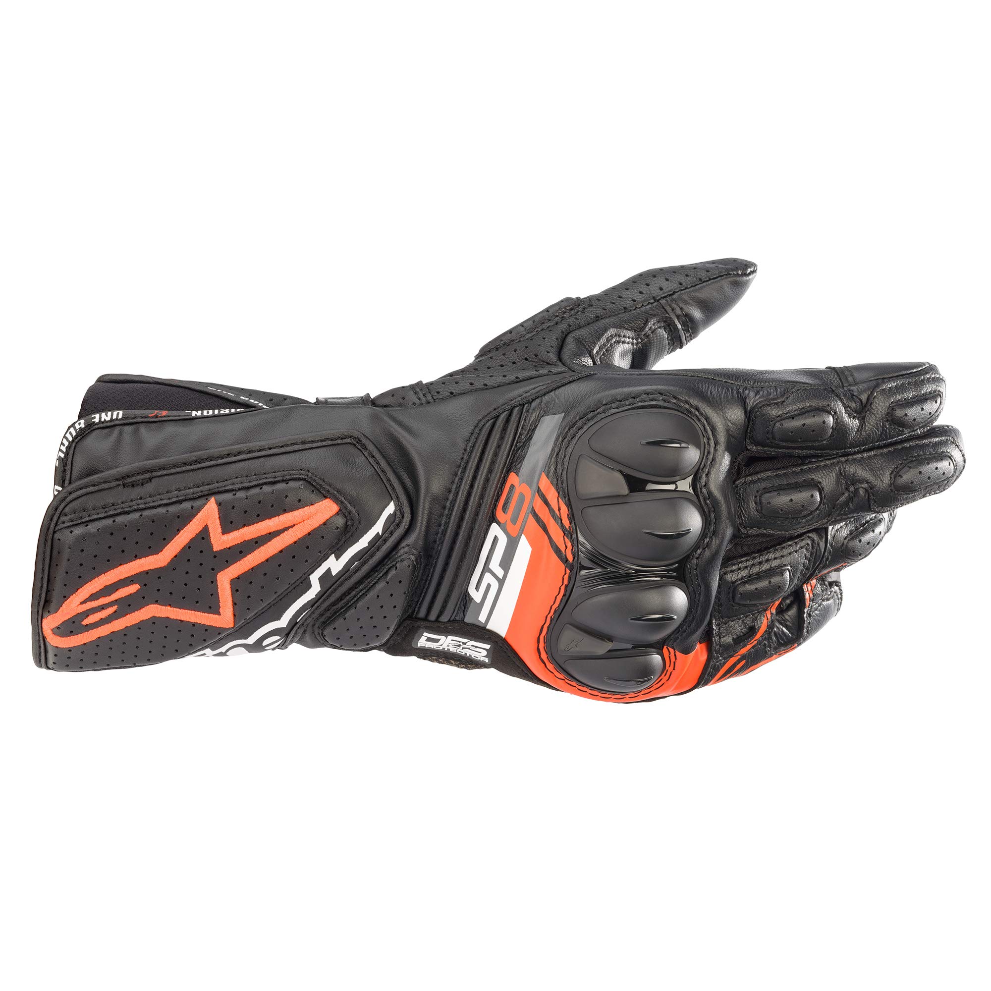 Перчатки Alpinestars V3 Leather BLACK RED FLUO 3558321 SP-8, (Размер L),