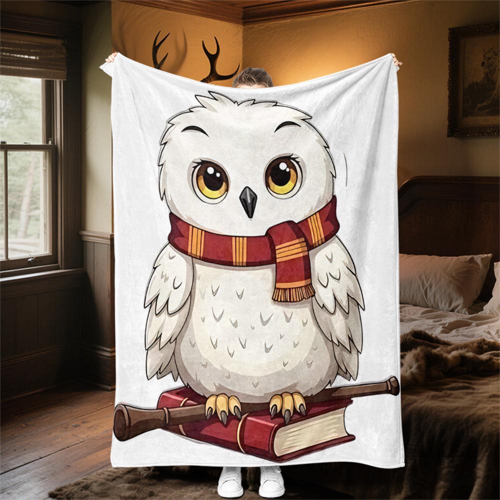 1 Stück Eulen-Zauberbuch Outdoor Flanell-Kuscheldecke für alle Jahreszeiten, weiche Wärme, Heimdekoration 1031159