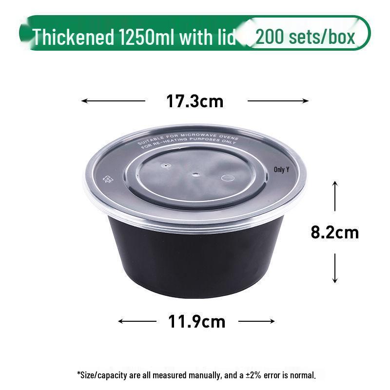 Black Round Disposable Food Containers: Thickened Soup and Fast Food Bowls