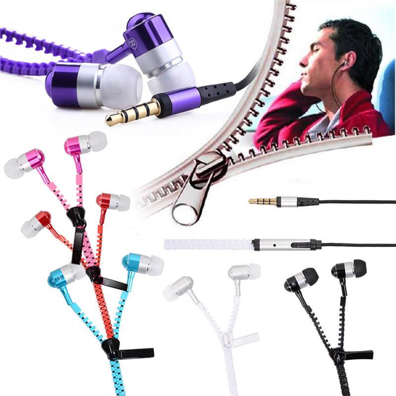 Metal Color Solid Zipper Headphones Line Control Smartphone Use Music Supplies