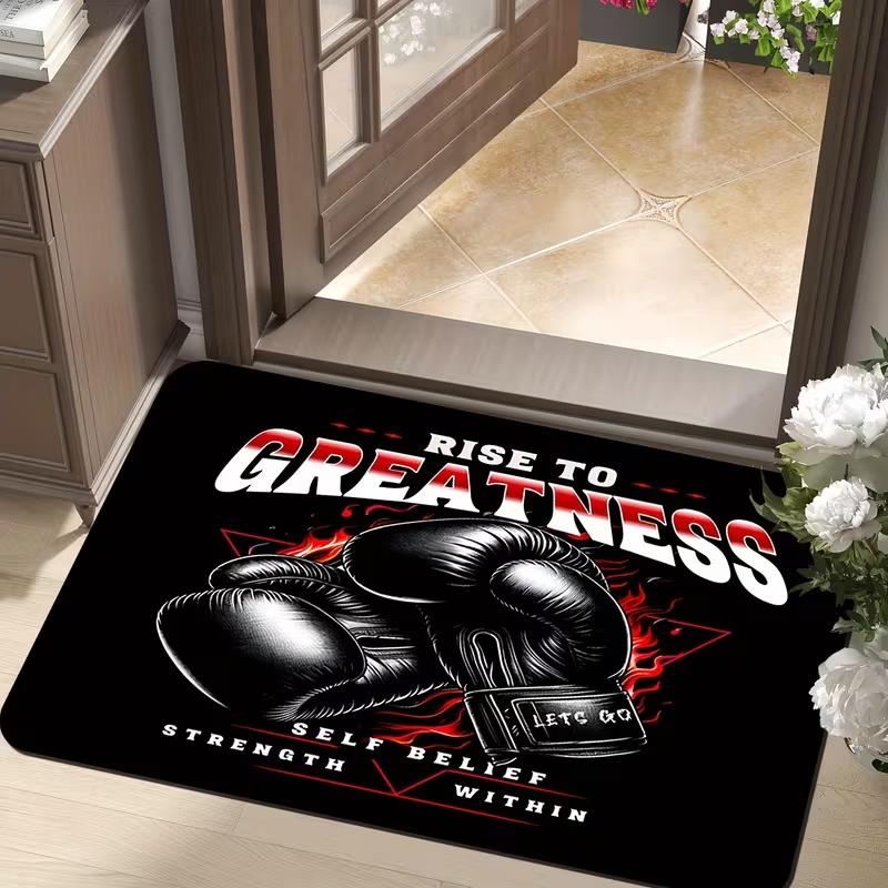 

Fitness Themed This Is My Happy Hour Doormat Funny Gym Barbell Quote Print Carpet Soft Non-Slip Entrance Rug for Home Gym 40x60cm