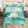 Lotus Duvet Cover, Water Lily Bedding Set, Lotus Leaf Quilt Cover, Summer Theme Print Comforter Cover For Girl Women Twin King