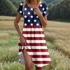 Women's Casual Fashion Round Neck Short Sleeve Independence Day Printed Midi Dress