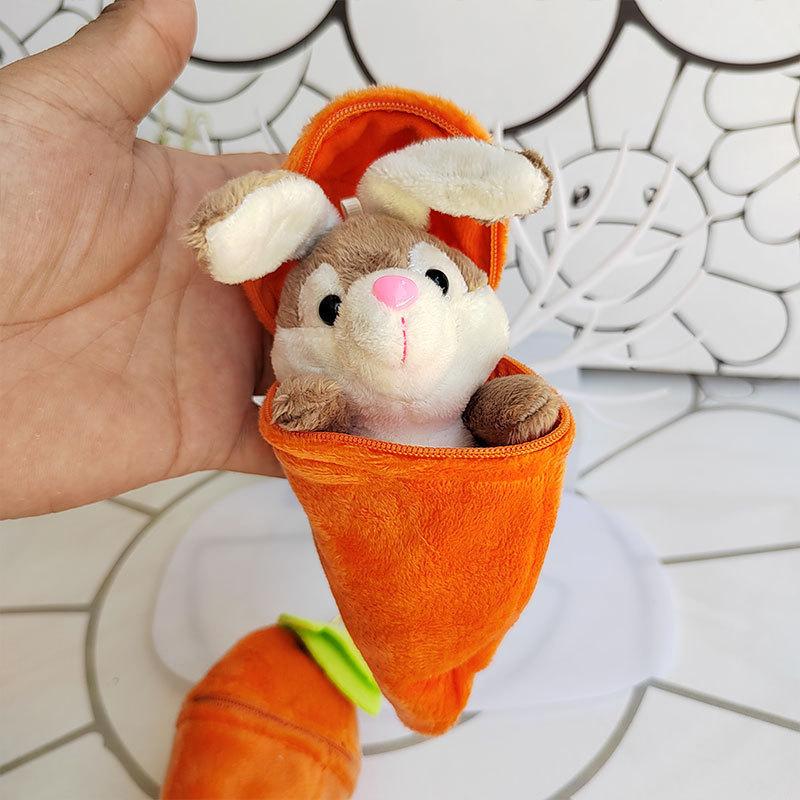 16cm Kawaii Fashion Carrot Rabbit Plush Toy Doll Cute Doll Children's Gift Doll Girls' Bag Keychain Pendant Birthday Gift