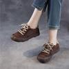 Johnature Retro Genuine Leather Soft Soled Women's Shoes Versatile Lace Up Flat Casual Shoes