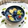 Dekorativer Obstaufbewahrungskorb Oktopus-förmige Beeren-Waschschale mit Abflusslöchern, Retro-Stil Keramik-Sieb, Gemüse für Beeren