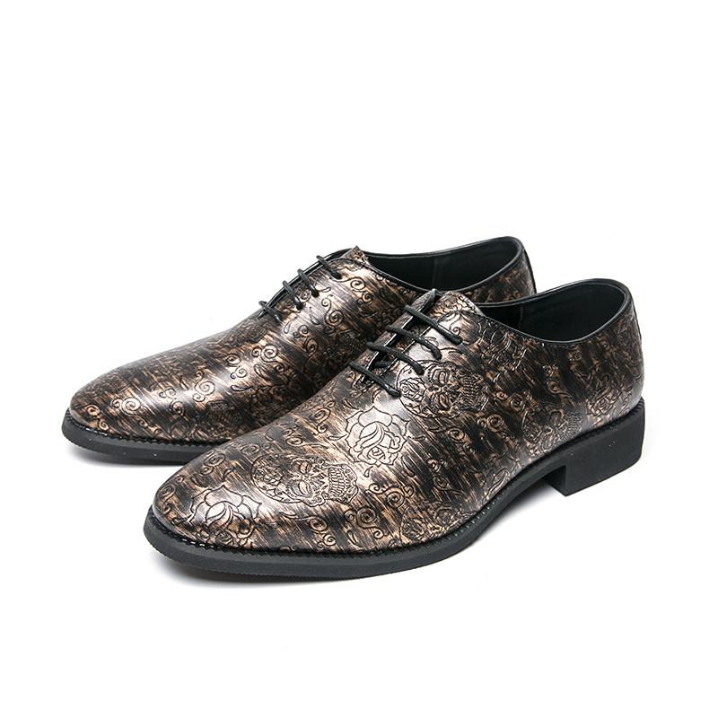 Men Derbys Oxford Skull Print Personality Nightclub Leather Shoes Men's Tuxedo Wedding Blazers Saddle Dance Shoes Plus Size